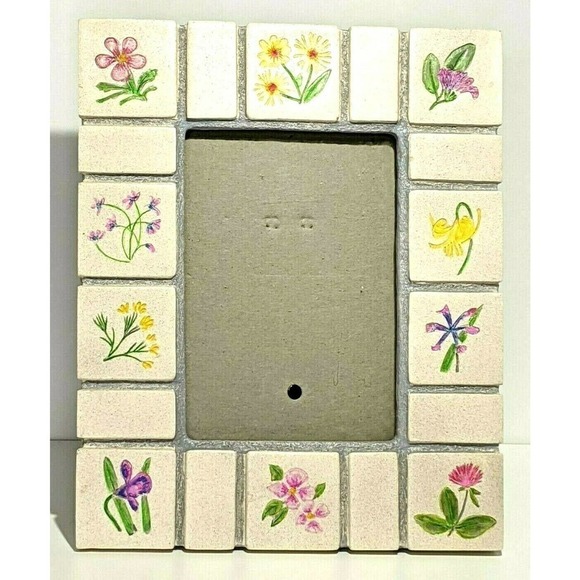 Malden Floral Tile Photo Frame Holds 4 x 6" Photo - Picture 1 of 4